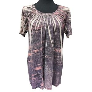 Wrangler Women's Purple Short Sleeve Metal Studded Neckline Size L